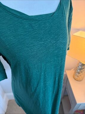 Talbots Teal Short-Sleeve Scoop Neck Tee with sparkle
